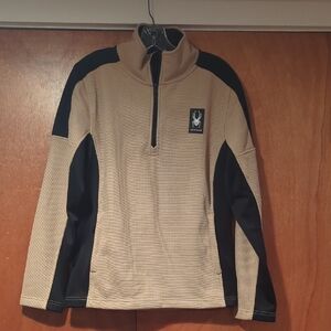 Spyder Men's Tan and Black Zip-Up Sweater